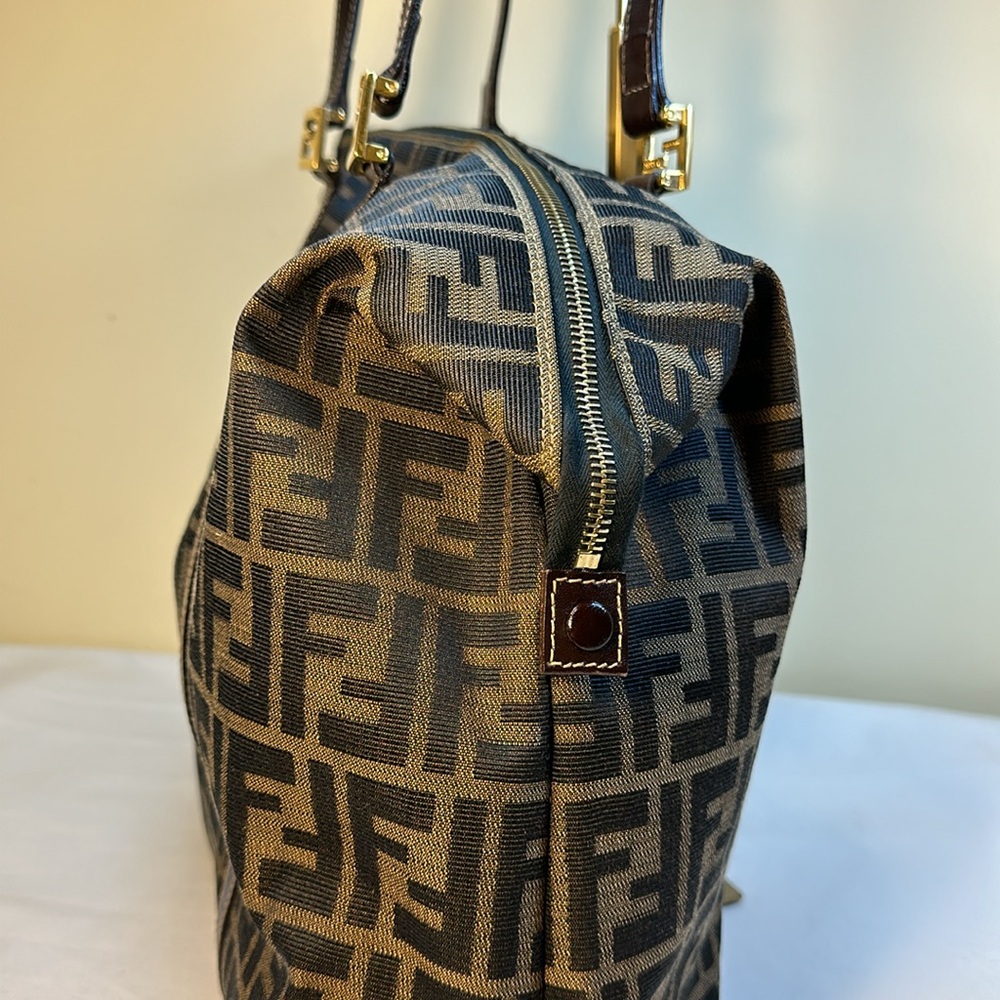 COA Fendi Zucca Tote Goldtone Hardware, Adjustable Sides, Leather Straps - Picture 4 of 15